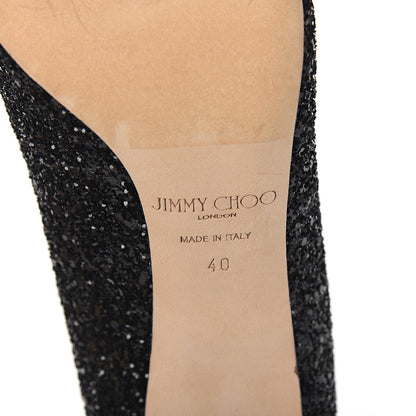 Jimmy Choo Coarse Glitter Pointy Toe Romy 85 Pumps 40 Black 7 of 9