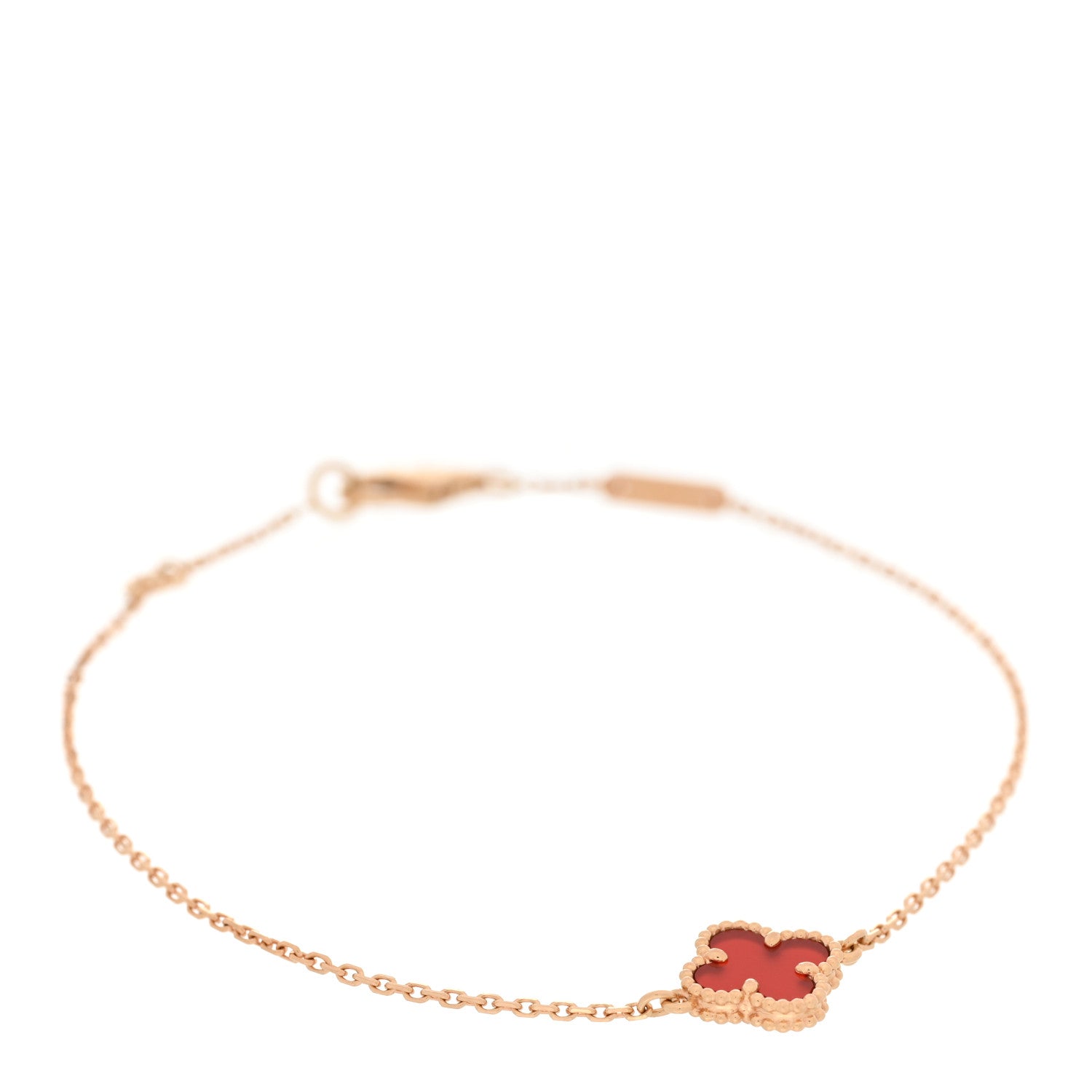 Van Cleef & Arpels 18K Rose Gold Carnelian Sweet Alhambra Bracelet 1 of 6