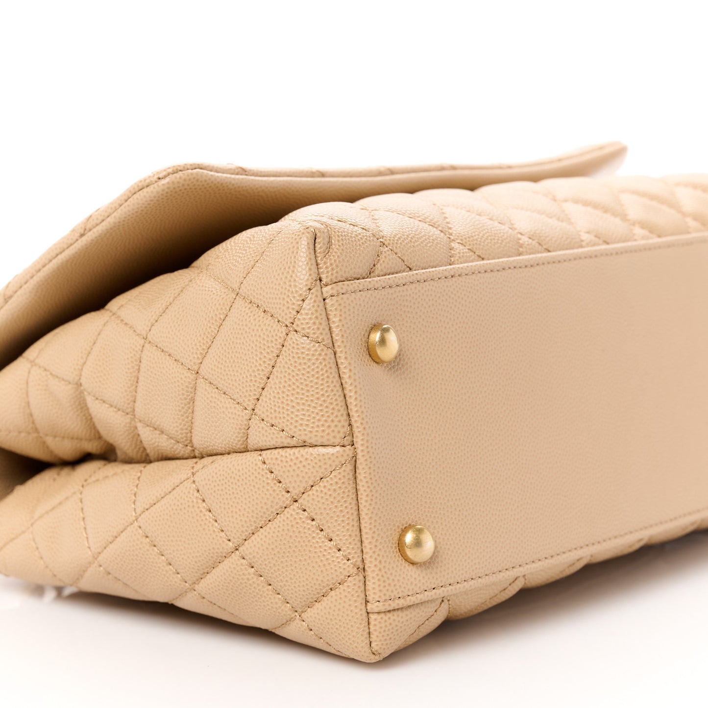 Caviar Lizard Embossed Quilted Small Coco Handle Flap Beige