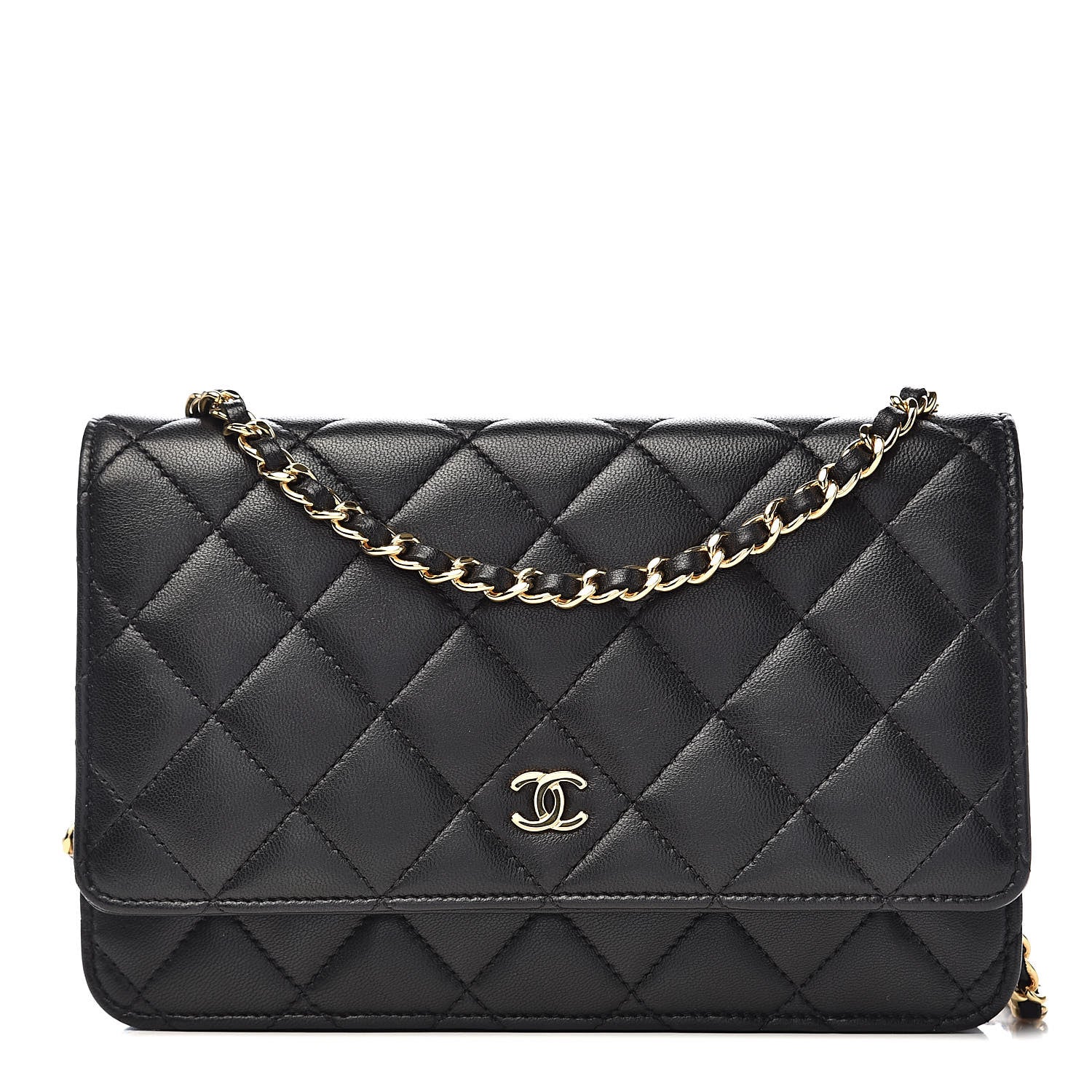 Chanel Lambskin Quilted Wallet On Chain WOC Black 1 of 12
