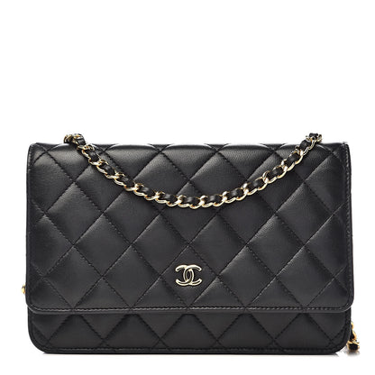 Chanel Lambskin Quilted Wallet On Chain WOC Black 1 of 12