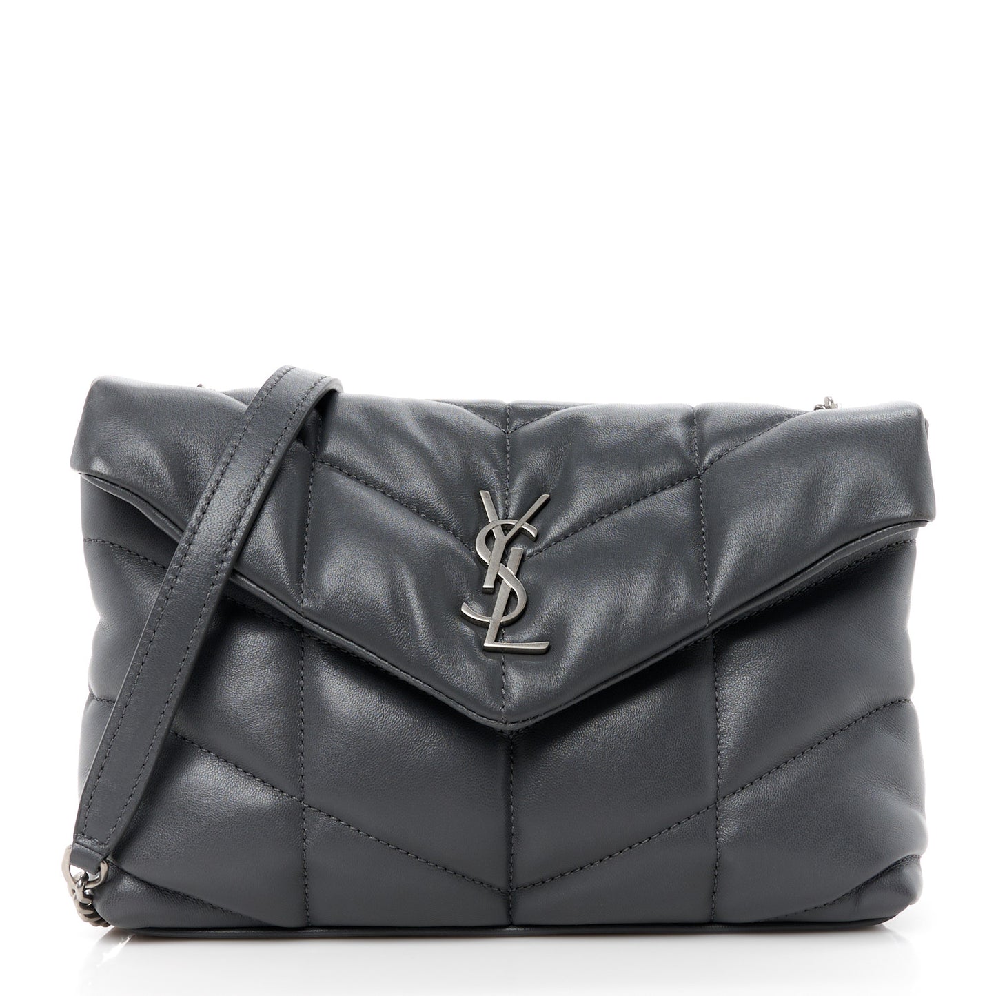 Lambskin Quilted Toy Loulou Puffer Monogram Chain Satchel Storm