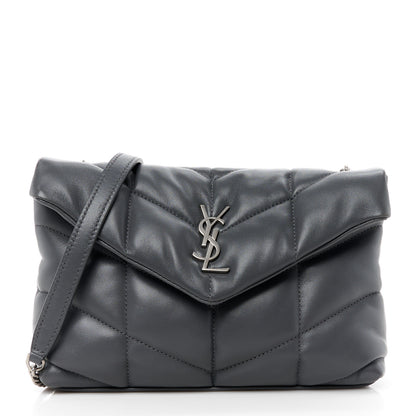 Saint Laurent Lambskin Quilted Toy Loulou Puffer Monogram Chain Satchel Storm 1 of 11