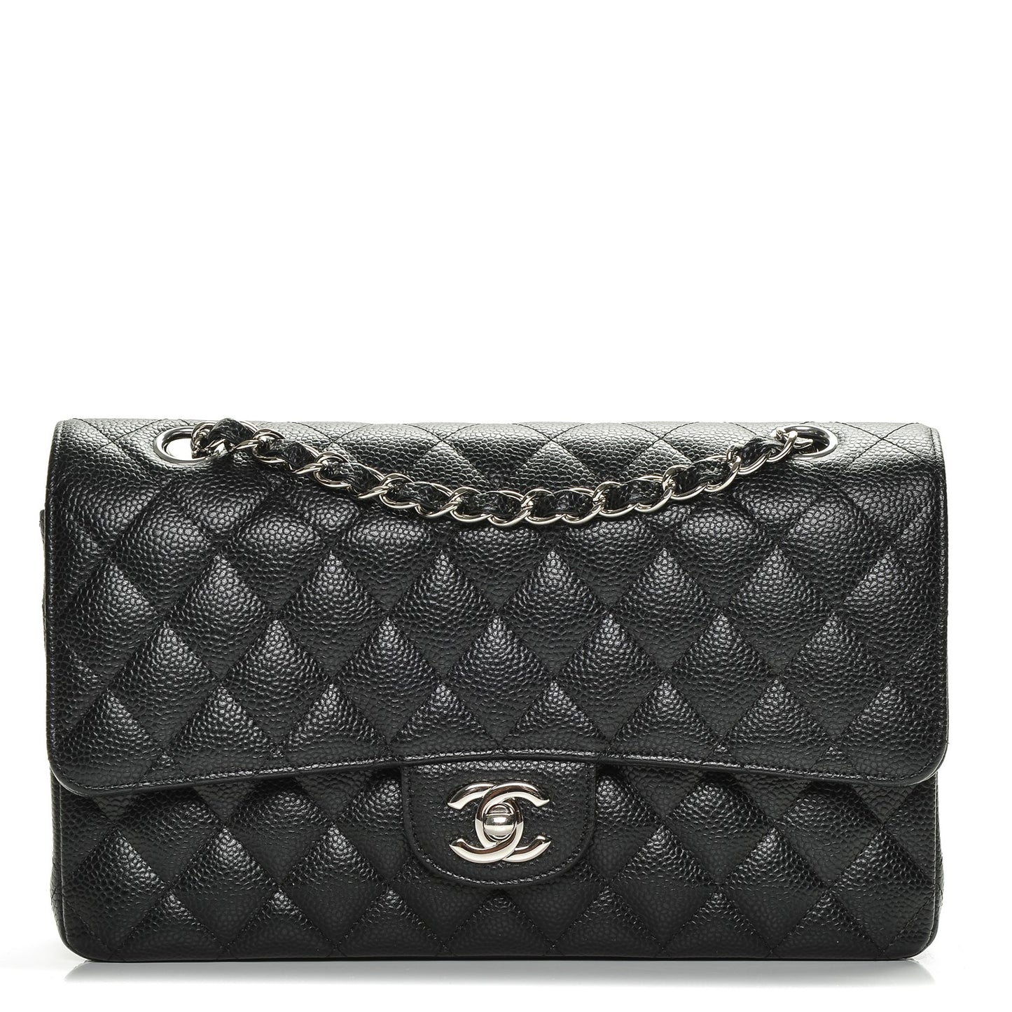 Caviar Quilted Medium Double Flap Black