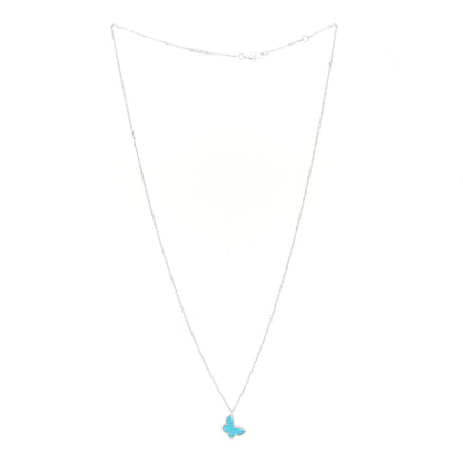 Van Cleef & Arpels 18K White Gold Turquoise Sweet Alhambra Butterfly Pendant Necklace 3 of 6