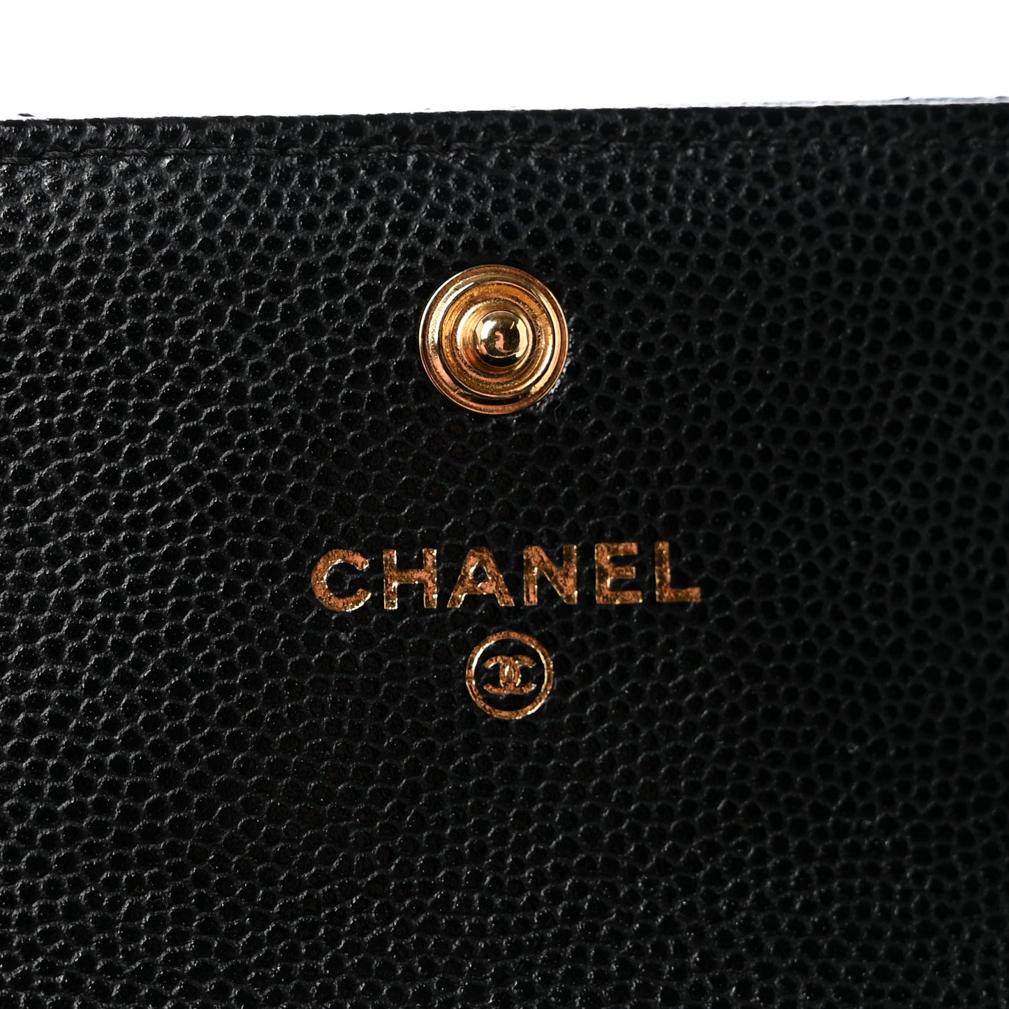 Caviar Quilted Chain CC Quilted Compact Flap Card Holder Black