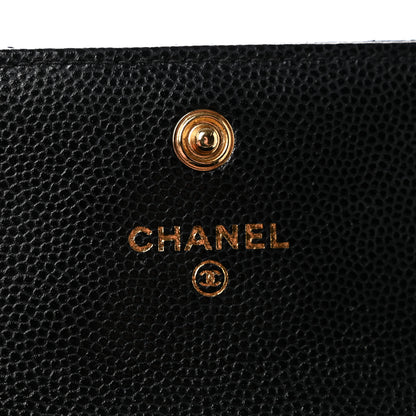Chanel Caviar Quilted Chain CC Quilted Compact Flap Card Holder Black 6 of 10