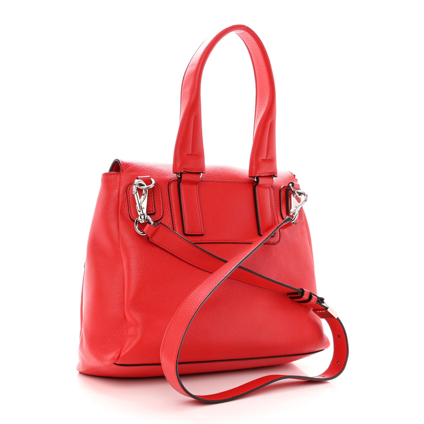 Waxy Grained Calfskin Mini Pandora Pure Flap Bag Medium Red