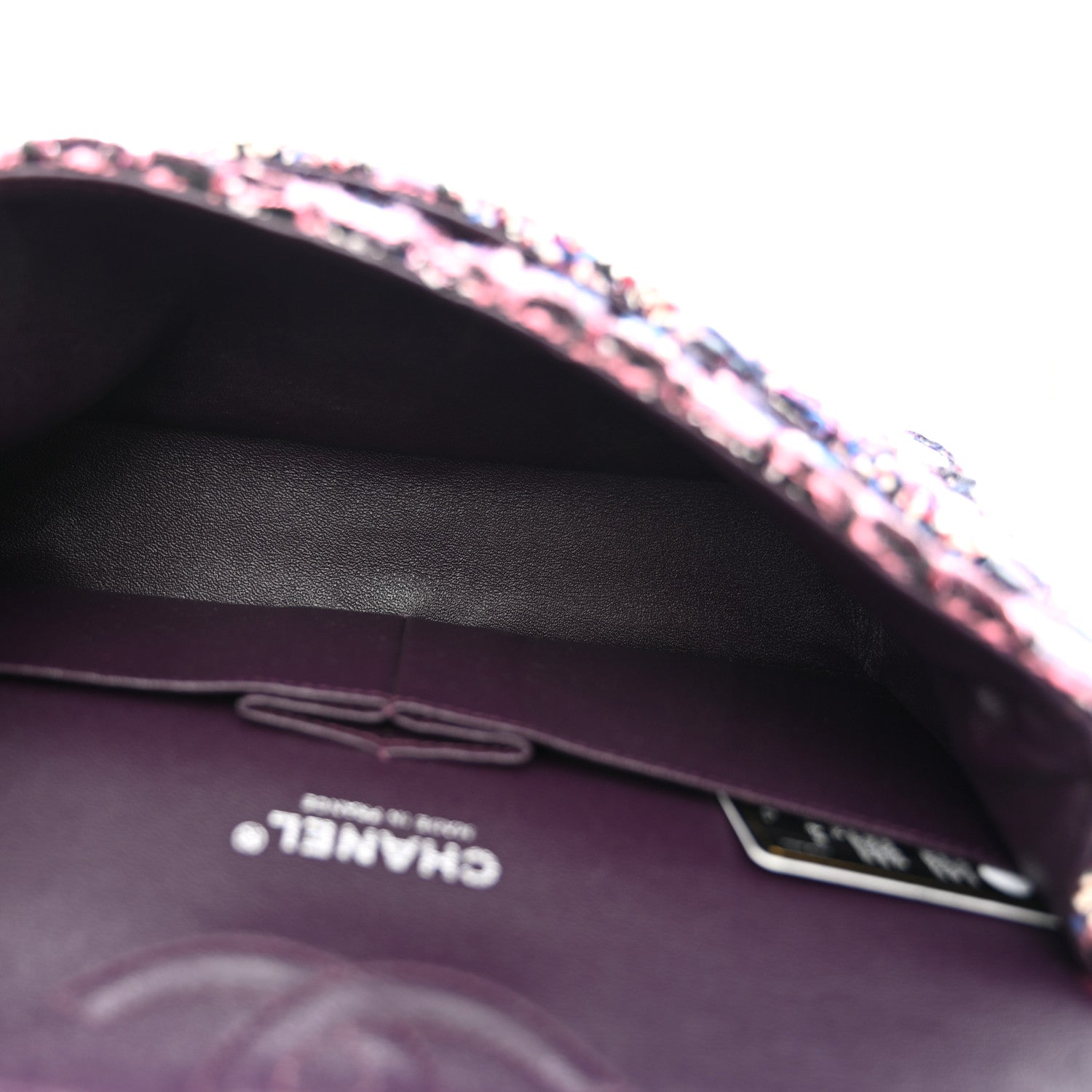 Chanel Tweed Quilted Medium Double Flap Dark Purple 5 of 11
