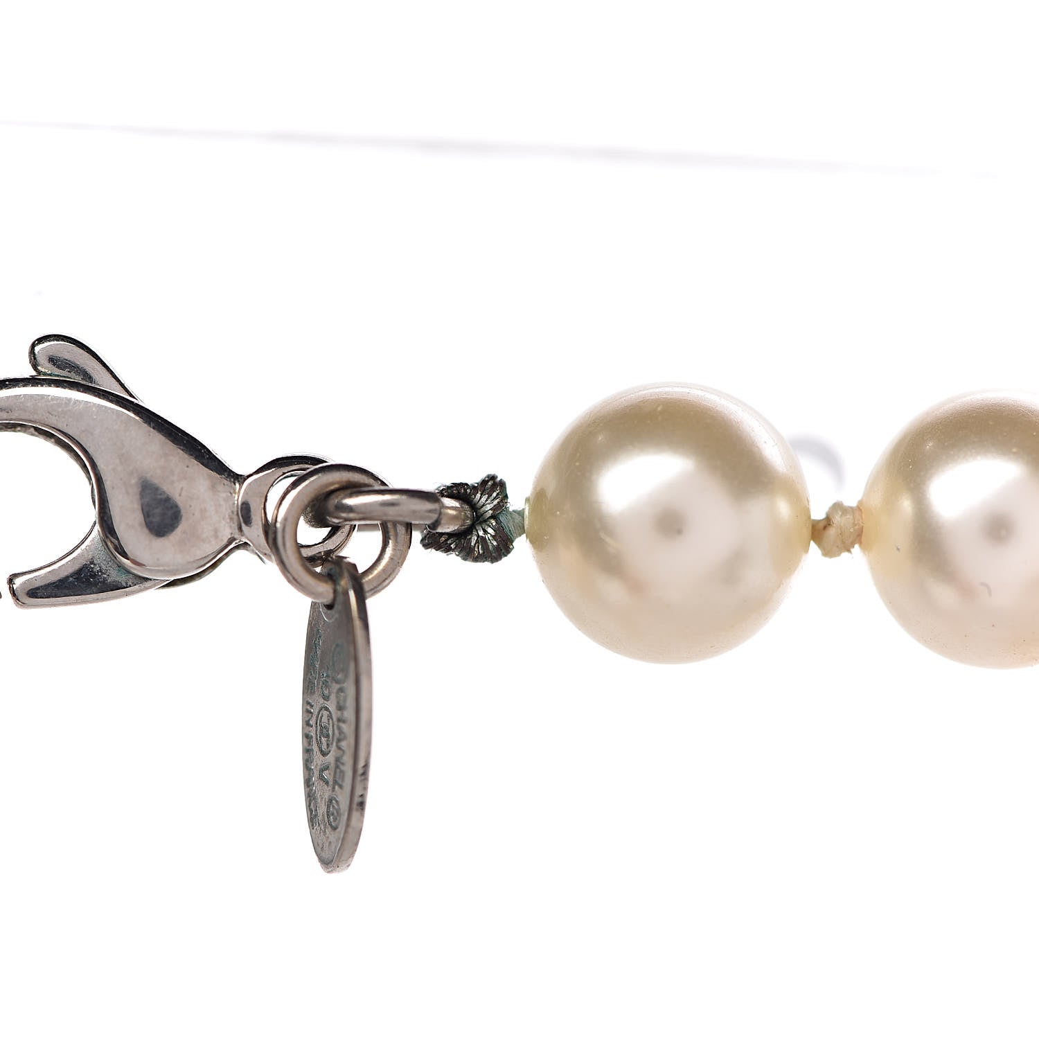 Chanel Graduated Pearl CC Long Necklace Silver 6 of 6