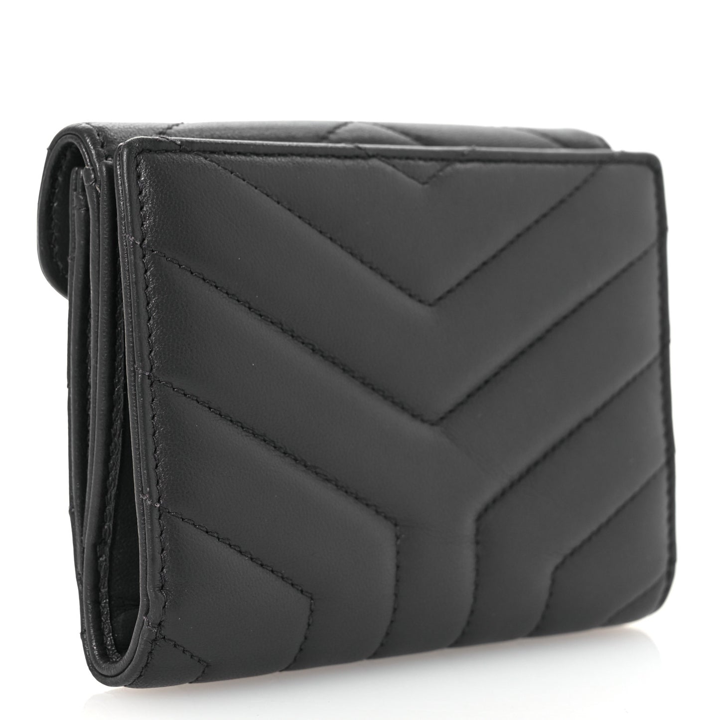 Lambskin Y Quilted Monogram Compact Loulou Wallet Asphalt