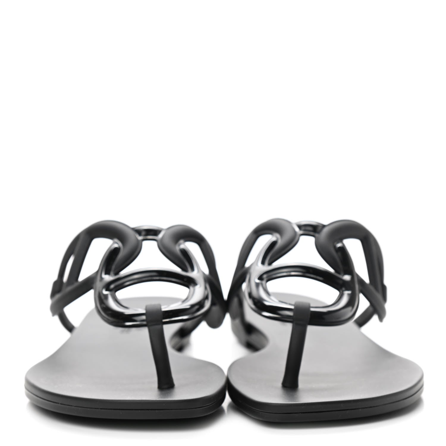 Hermes Rubber Womens Egerie Sandals 38 Black 2 of 8