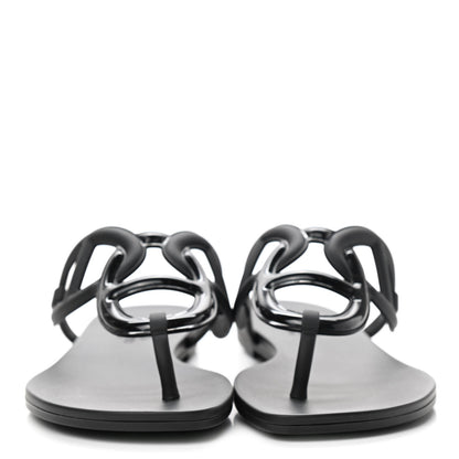 Hermes Rubber Womens Egerie Sandals 38 Black 2 of 8