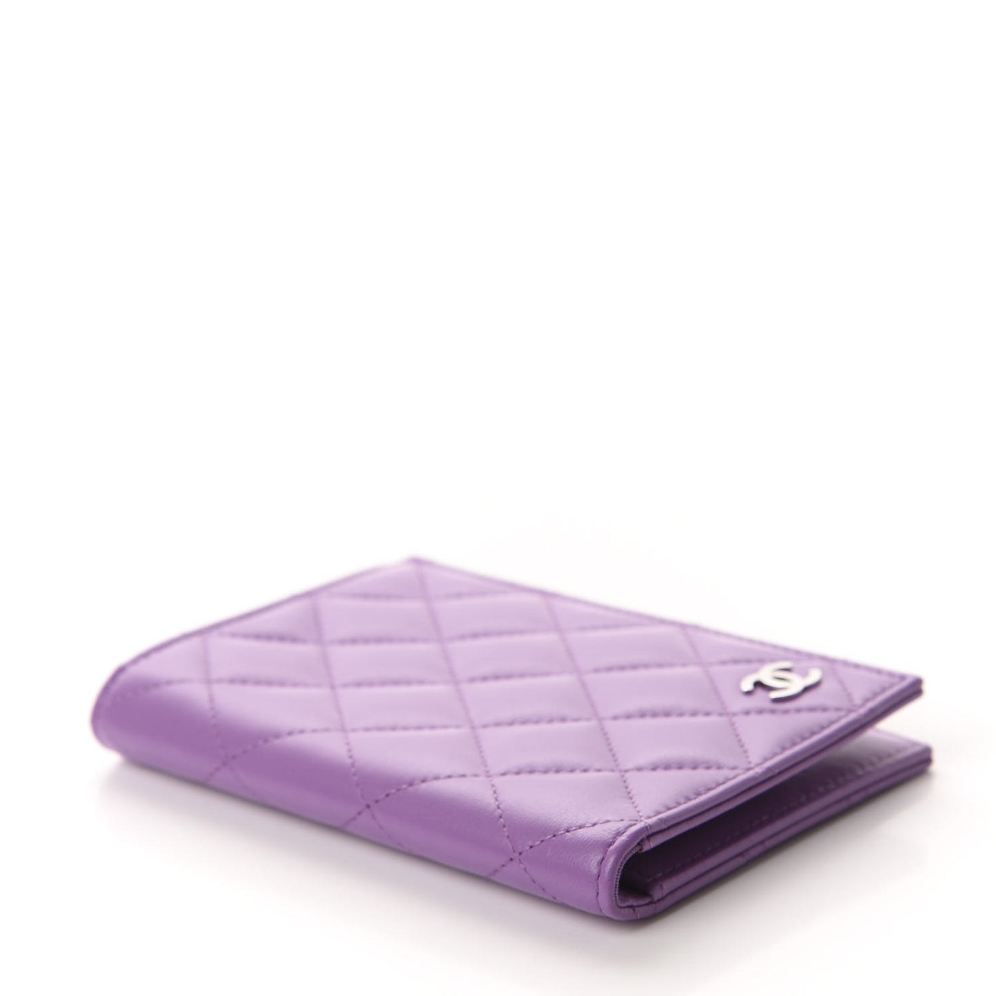 Lambskin Quilted Passport Holder Purple