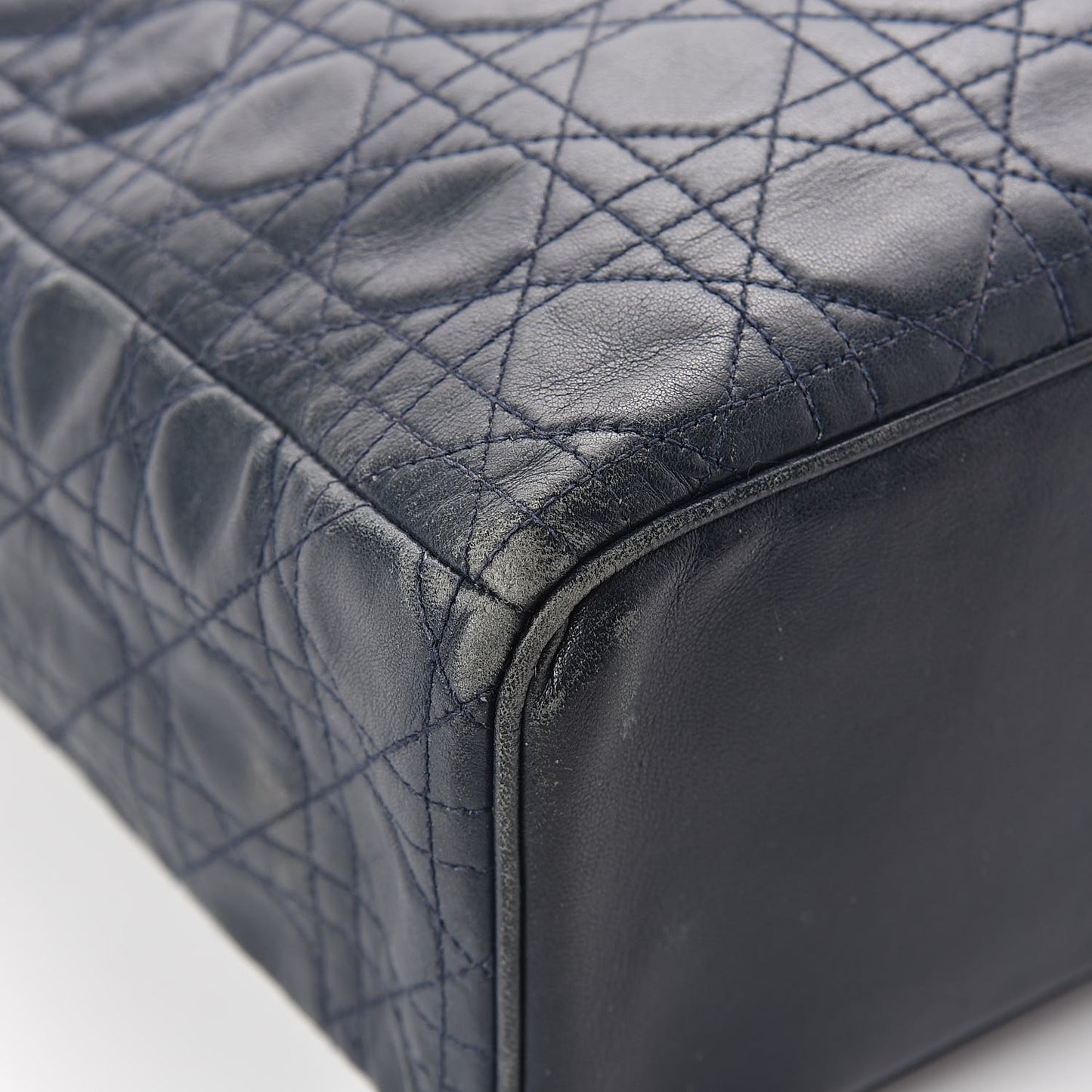 Lambskin Cannage Large Soft Lady Dior Shopping Tote Navy Blue
