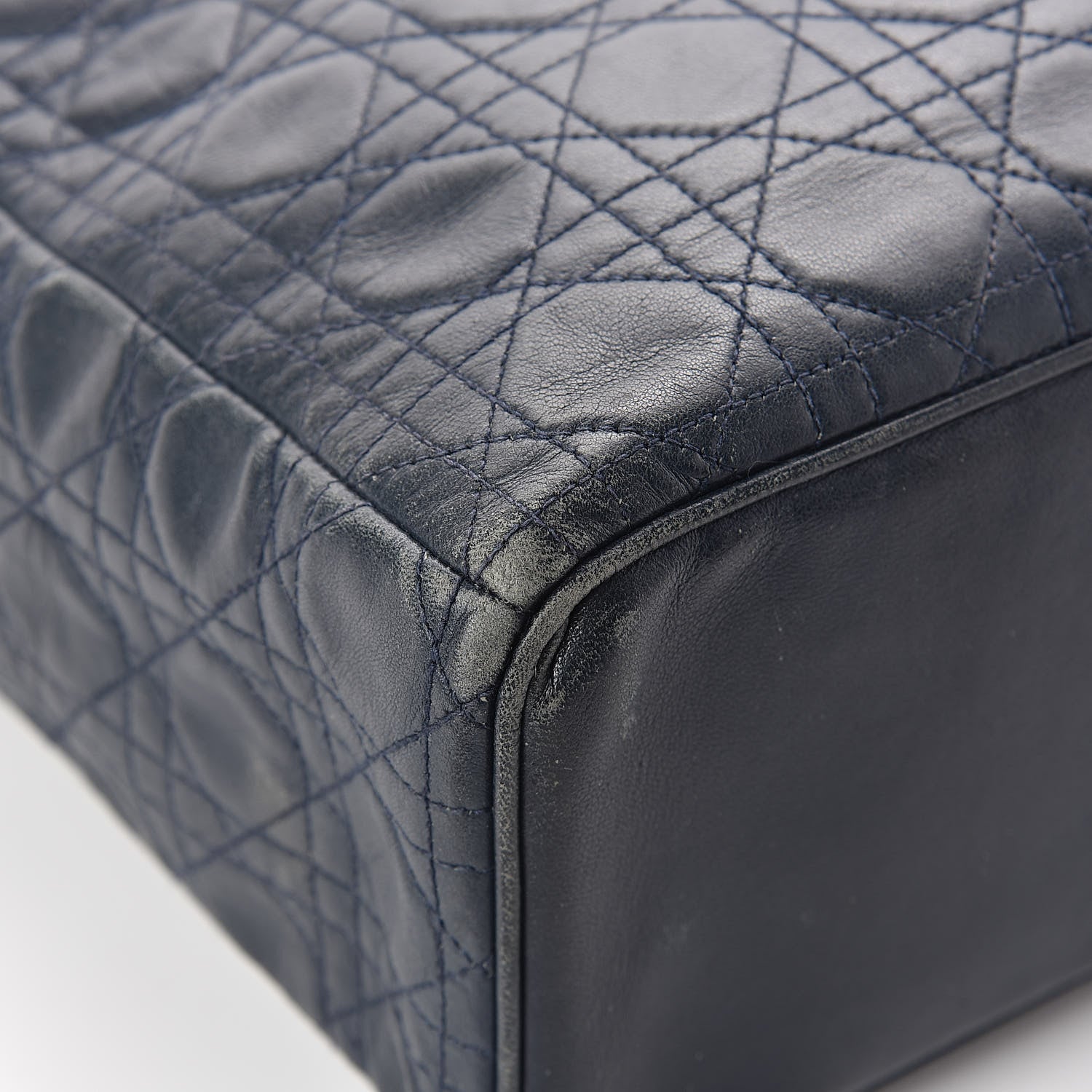 Christian Dior Lambskin Cannage Large Soft Lady Dior Shopping Tote Navy Blue 15 of 19