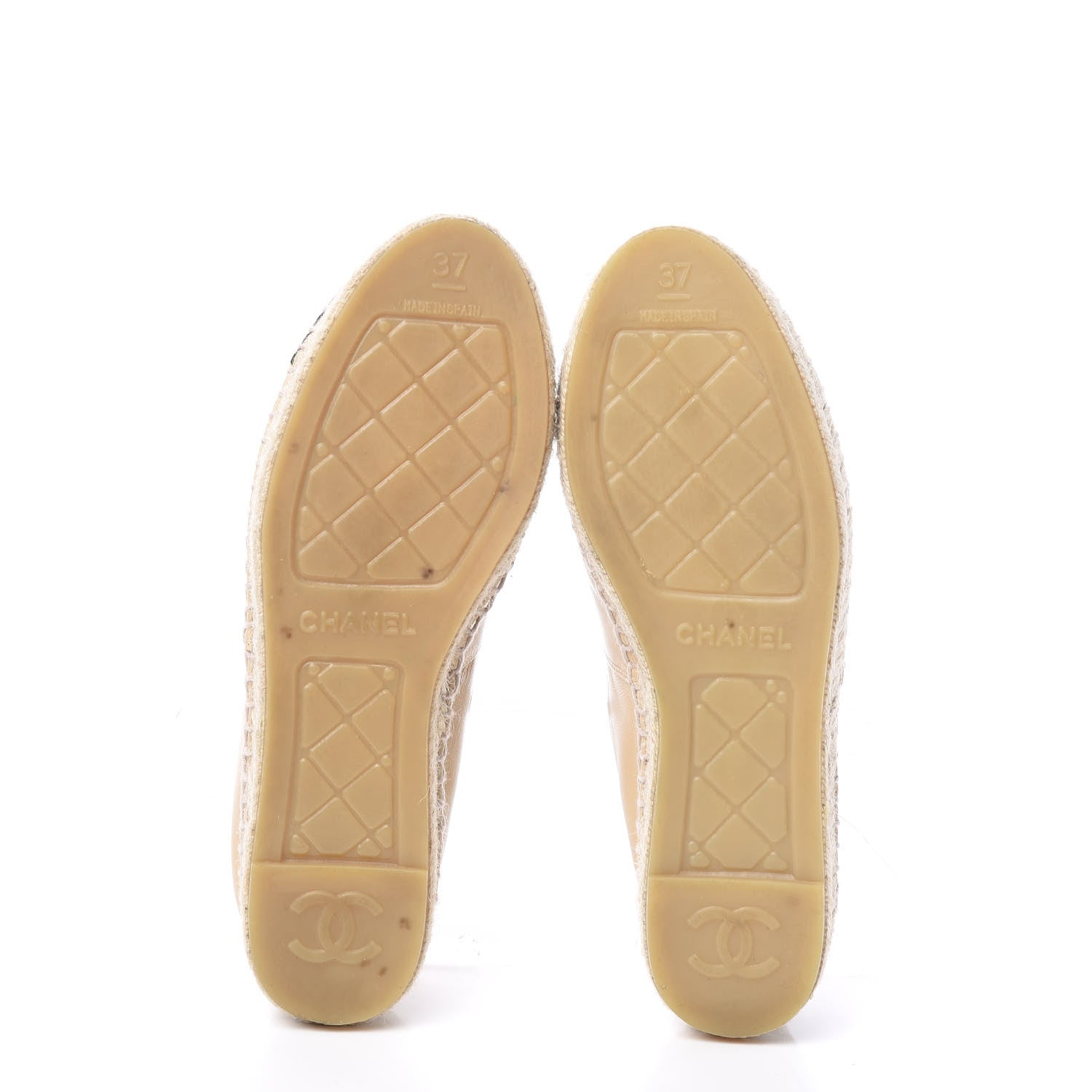 Chanel Lambskin CC Espadrilles 37 Beige Black 5 of 10