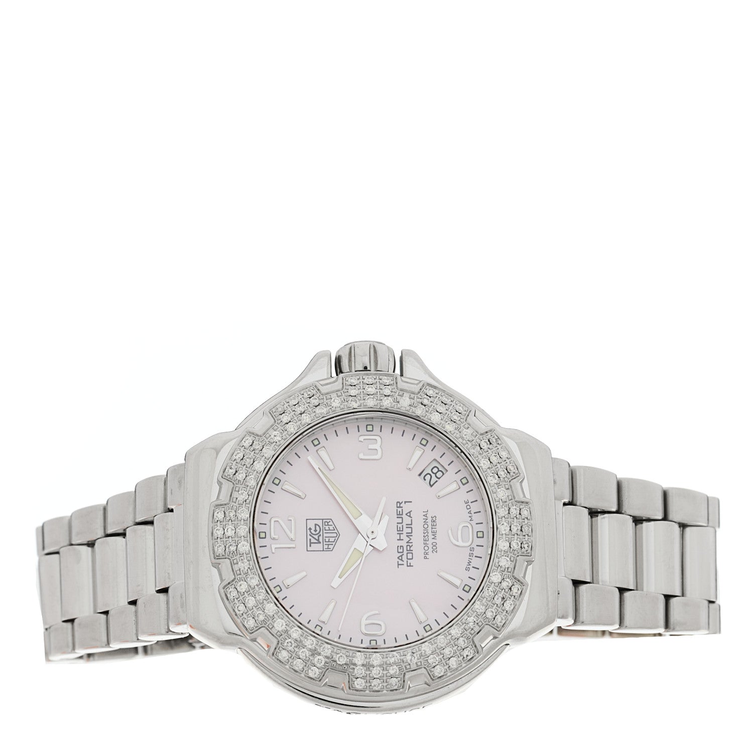 Tag Heuer Stainless Steel Diamond Bezel Pink Mother of Pearl 36mm Formula 1 Lady Quartz Watch WAC1216-0 2 of 4