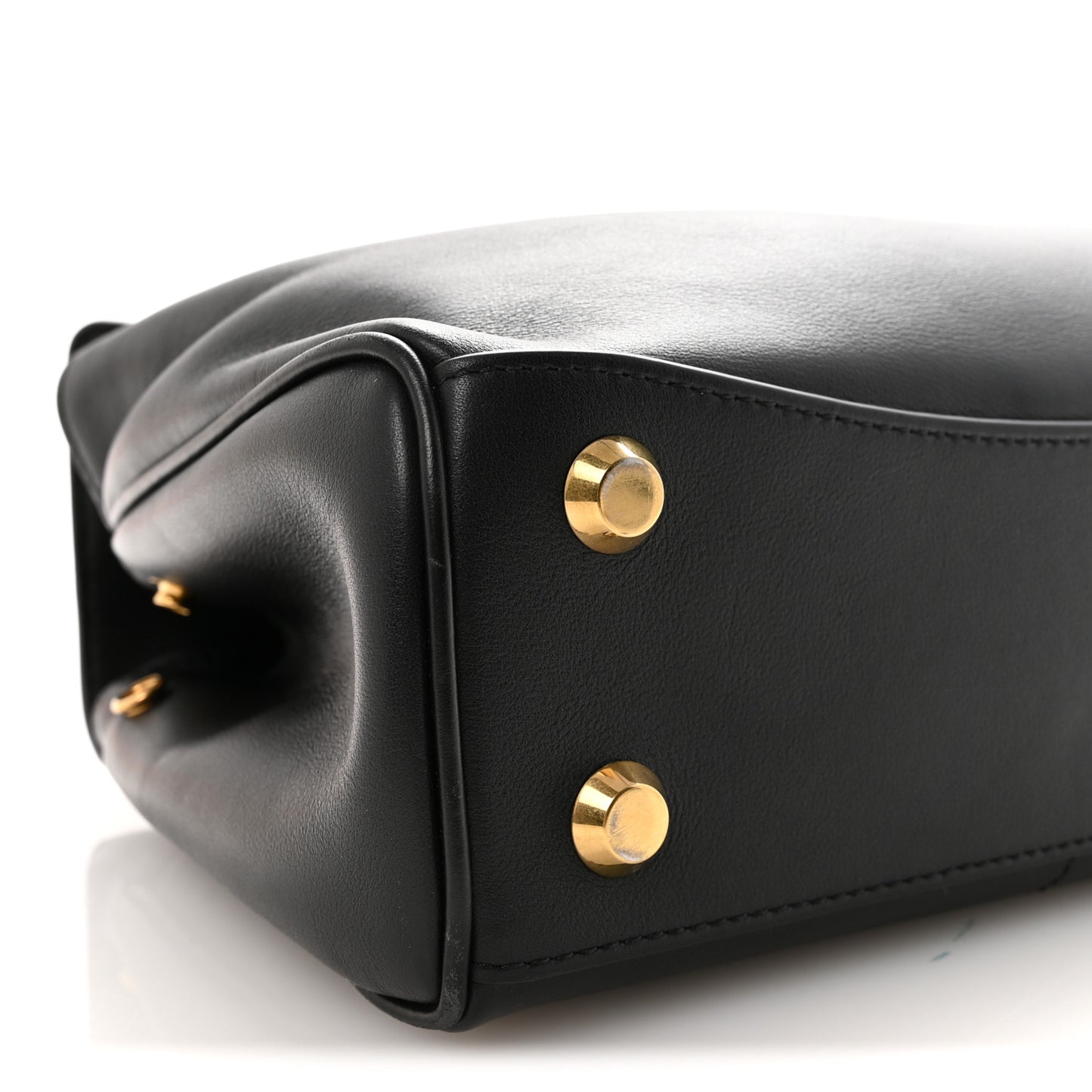 Natural Smooth Calfskin Mini Rodeo Top Handle Handbag Black
