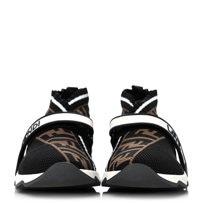 Fendi Stretch Yarn FF Stiff Band Rockoko Sneakers 39.5 Black White Tobacco 2 of 8