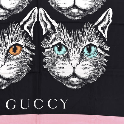 Gucci Silk Mystic Cat Square Scarf Black 2 of 4