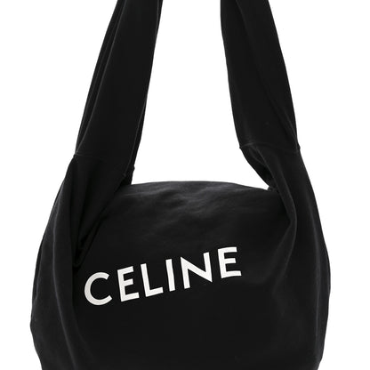 Celine Cotton Medium Knotted Logo Print Shoulder Bag Black 7 of 11