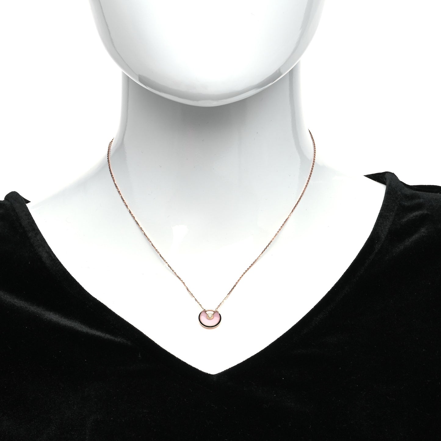 18K Pink Gold Diamond Pink Opal XS Amulette de Cartier Pendant Necklace