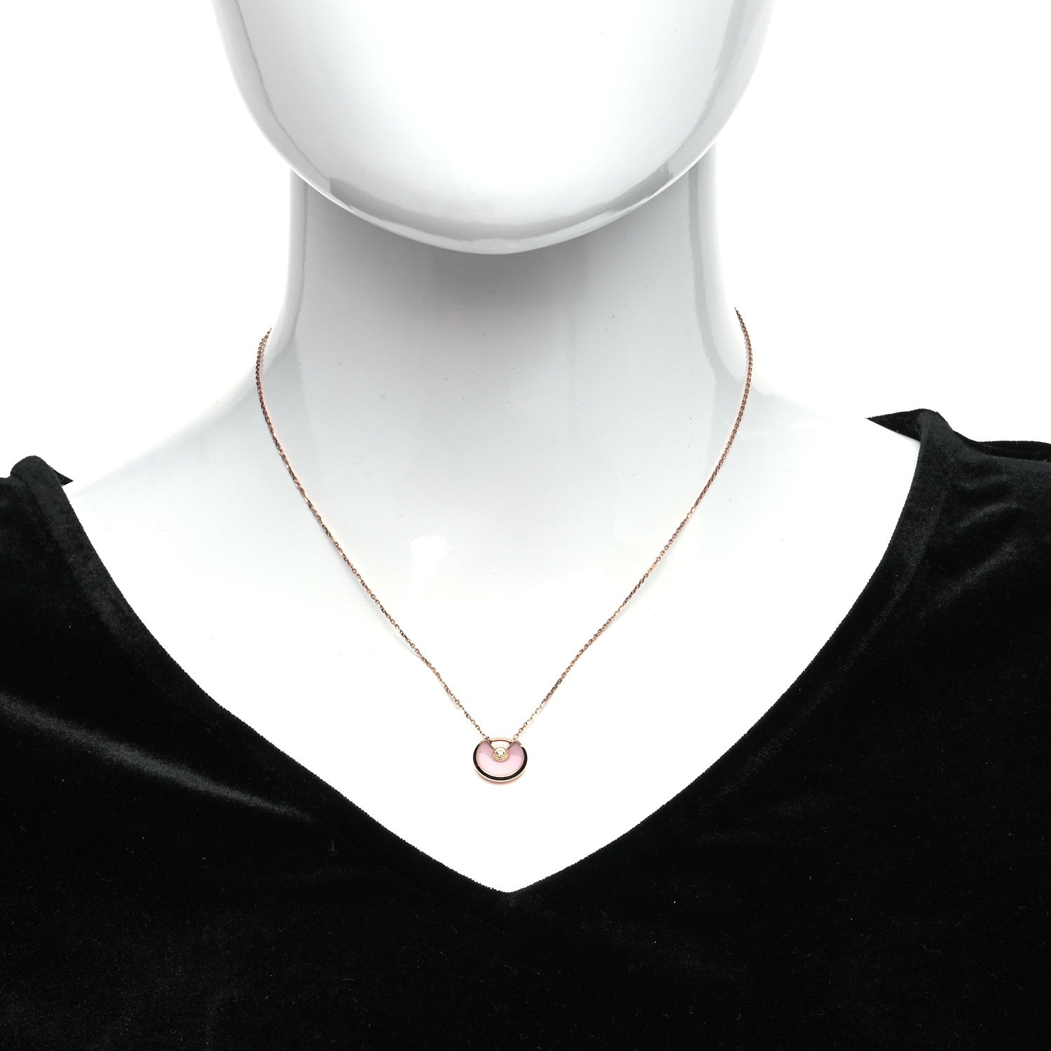 Cartier 18K Pink Gold Diamond Pink Opal XS Amulette de Cartier Pendant Necklace 2 of 6