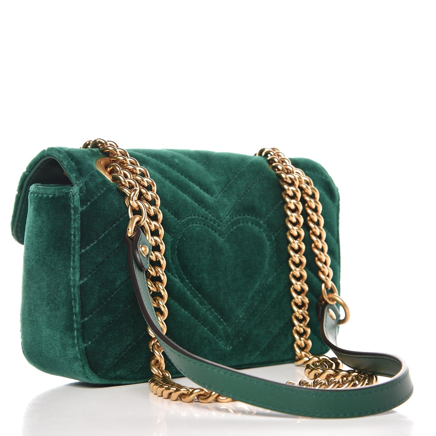 Gucci Velvet Matelasse Mini GG Marmont Shoulder Bag Emerald 4 of 7