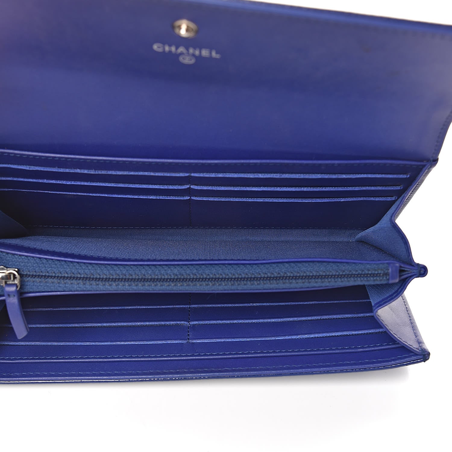 Chanel Patent Caviar Timeless CC Large Gusset Flap Wallet Blue 5 of 12