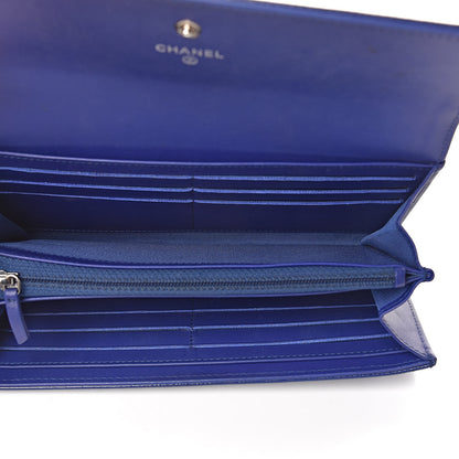Chanel Patent Caviar Timeless CC Large Gusset Flap Wallet Blue 5 of 12