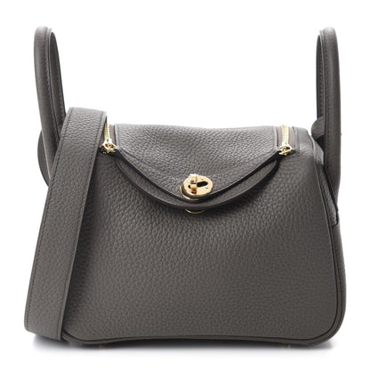 Hermes Taurillon Clemence Mini Lindy 20 Etain 1 of 10