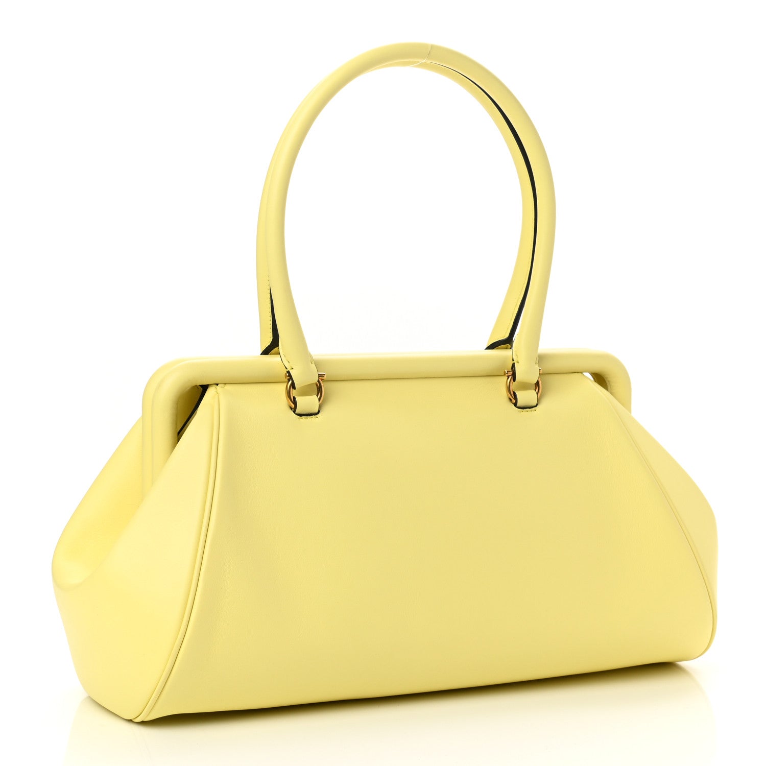Salvatore Ferragamo Calfskin Frame Satchel Technicolor Yellow 3 of 10