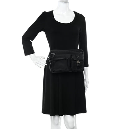 Prada Tessuto Nylon Multi Pocket Belt Bag Black 2 of 12