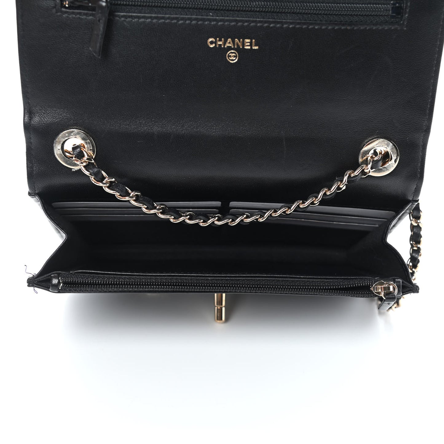 Lambskin Quilted Trendy CC Wallet On Chain WOC Black