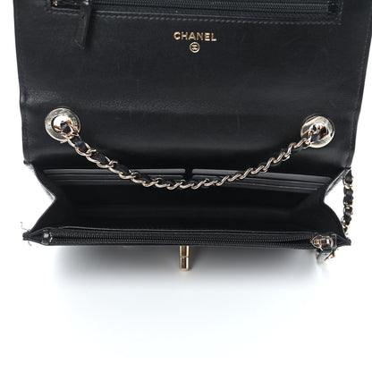 Chanel Lambskin Quilted Trendy CC Wallet On Chain WOC Black 3 of 4