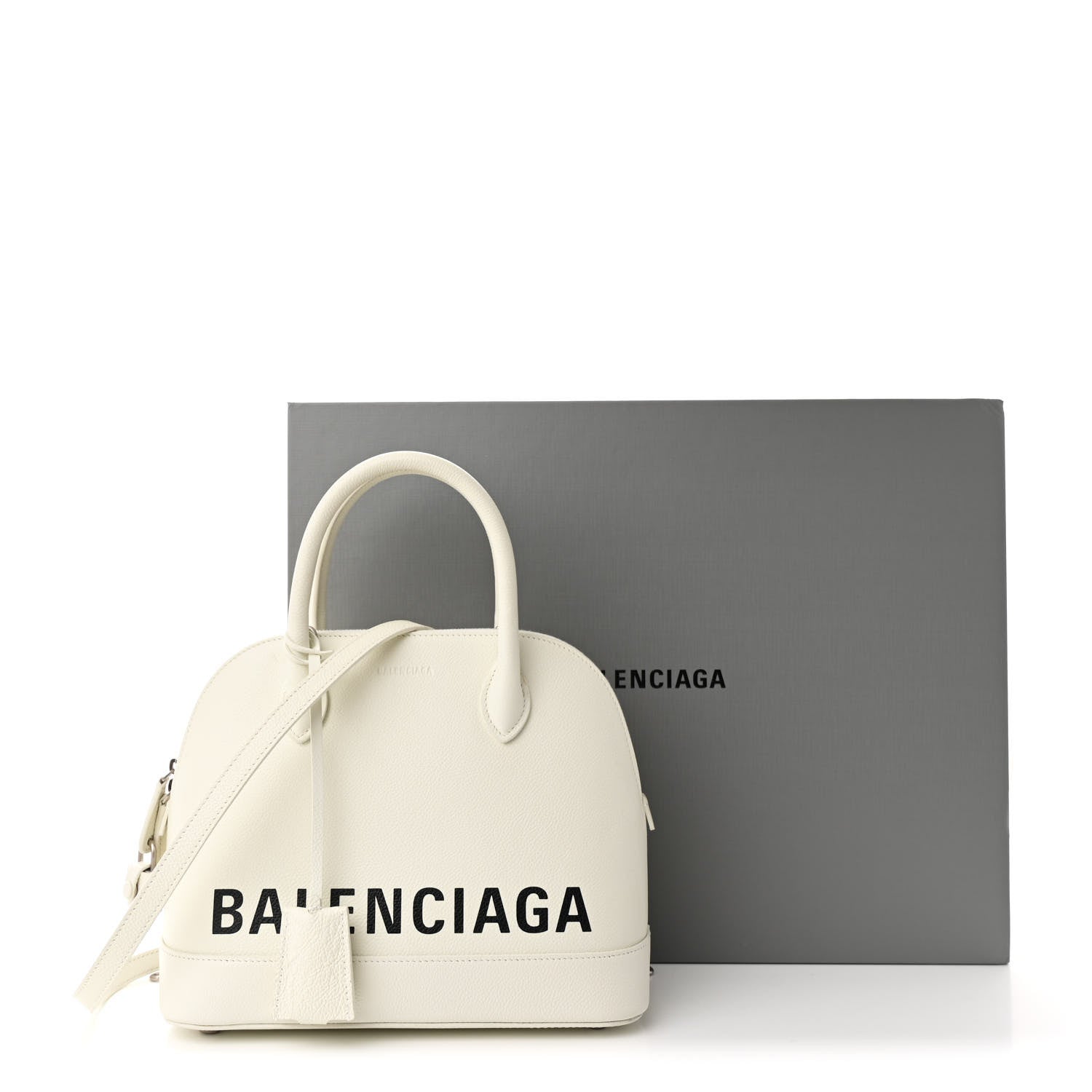 Balenciaga Signature Grained Calfskin Logo S Ville Top Handle Bag White Black 11 of 11