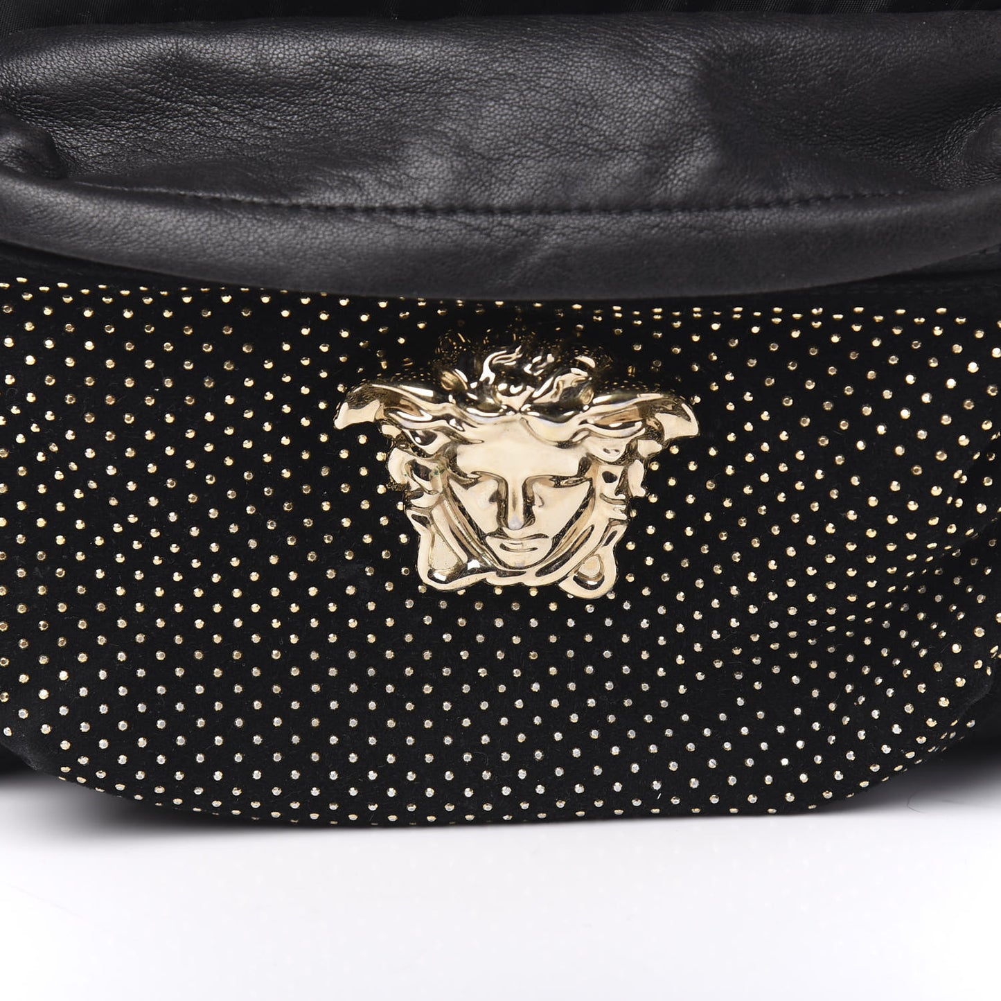 Nylon Goatskin Studded Palazzo Medusa Backpack Black