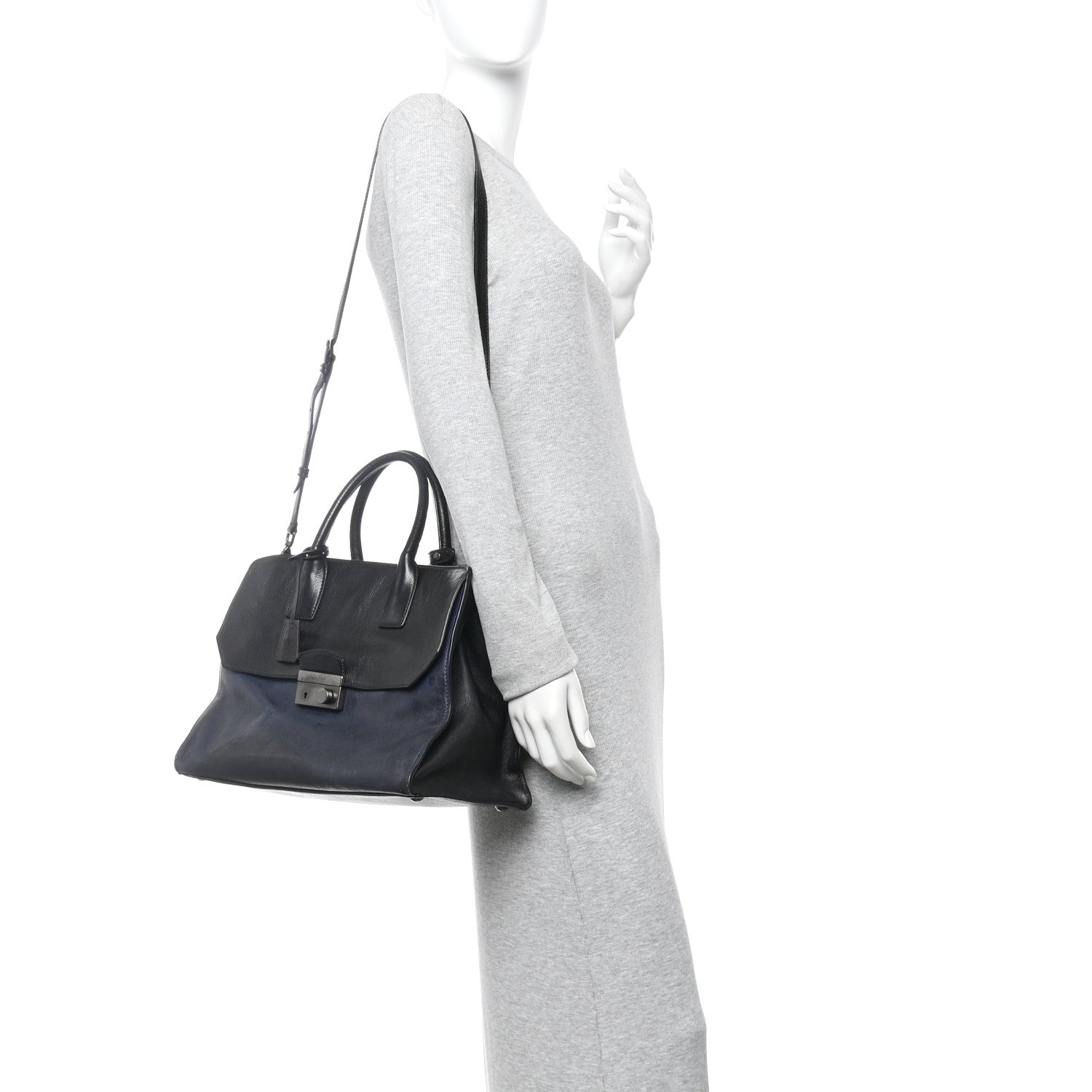 Prada Glace Calfskin Sound Tote Bag Baltico Black 2 of 10