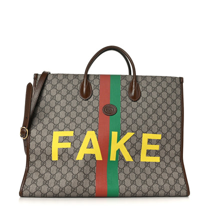 Gucci GG Supreme Monogram Fake/Not Large Retro Interlocking G Tote Bag Beige Brown Sugar 1 of 11