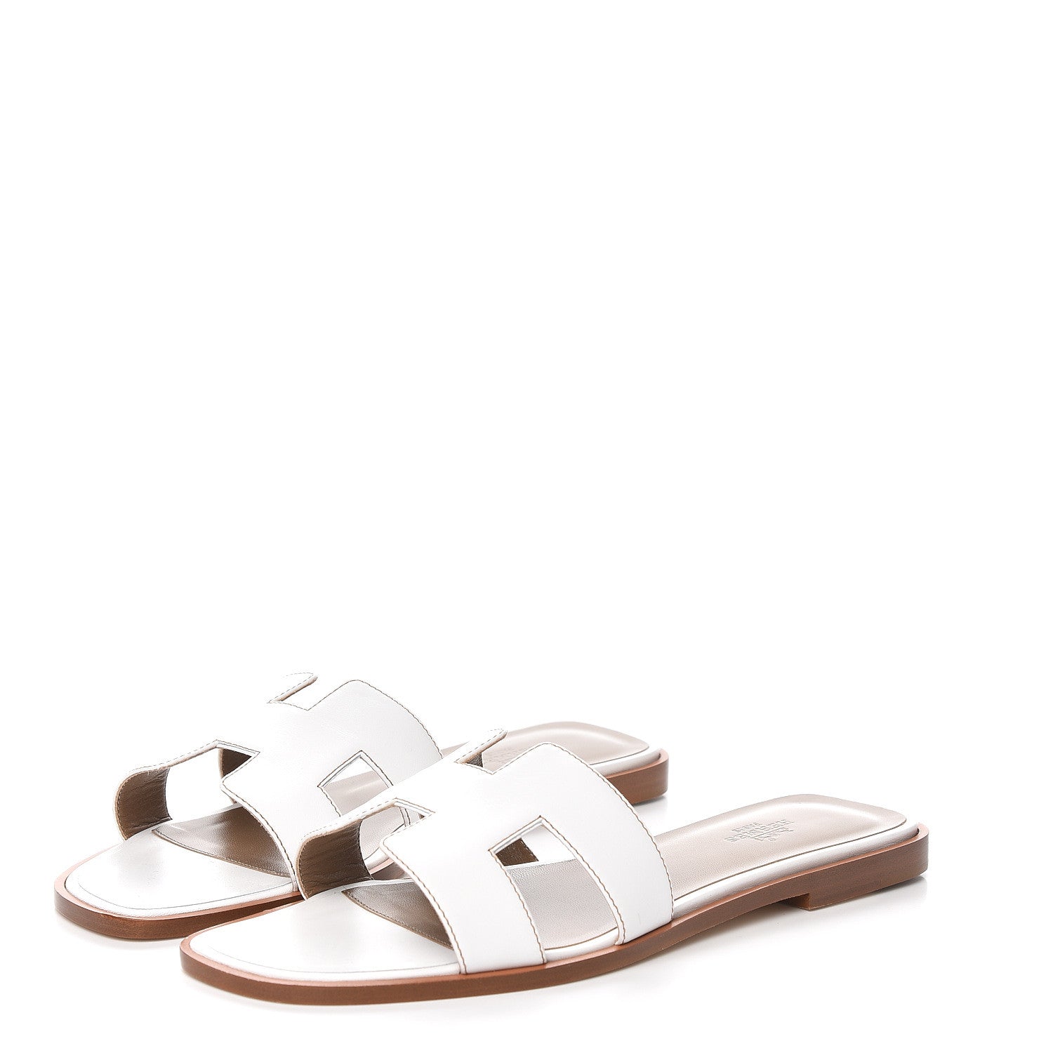 Hermes Box Calfskin Oran Sandals 39 White 3 of 9