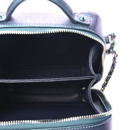 Chanel Iridescent Caviar Quilted Small CC Filigree Vanity Case Dark Turquoise 4 of 4