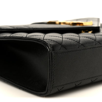 Saint Laurent Grain De Poudre Textured Mixed Matelasse Triquilt Medium Monogram Satchel Black 10 of 11