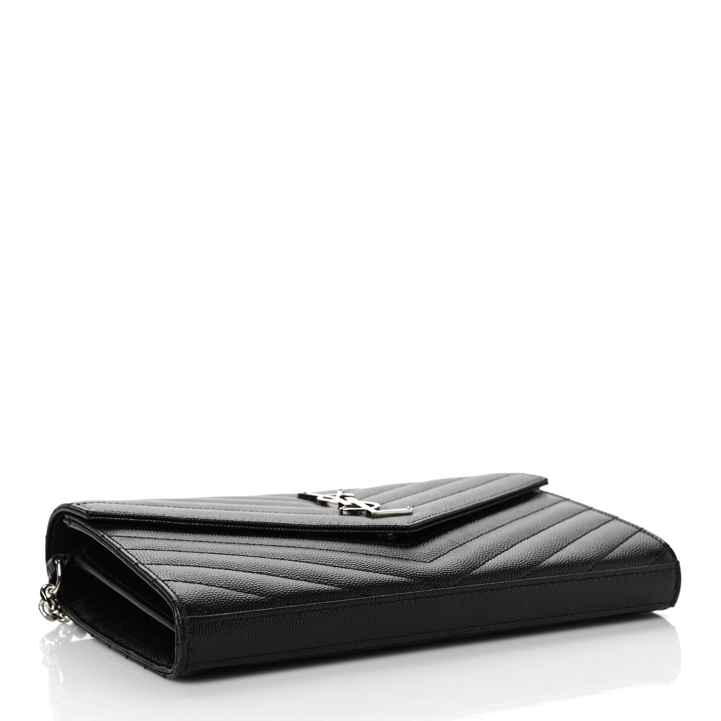 Grain De Poudre Matelasse Chevron Monogram Chain Wallet Black