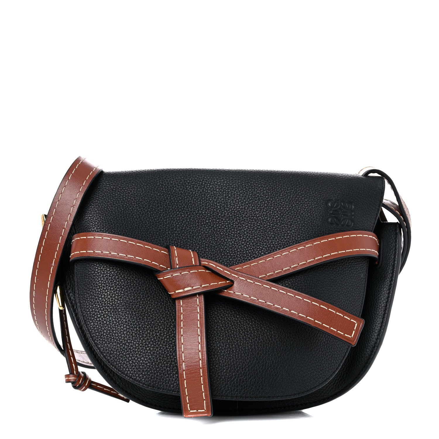Loewe Grained Calfskin Small Gate Crossbody Bag Pecan Black 1 of 14