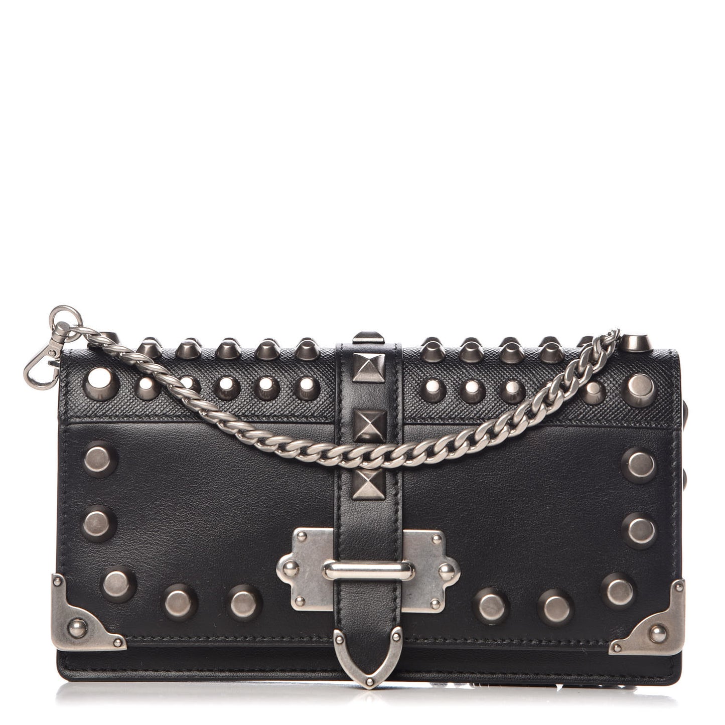 City Calfskin Cahier Studded Mini Bag Black
