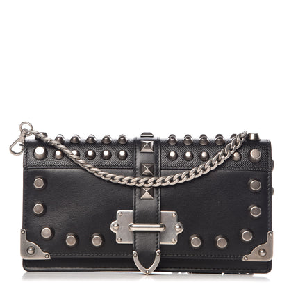 Prada City Calfskin Cahier Studded Mini Bag Black 1 of 9