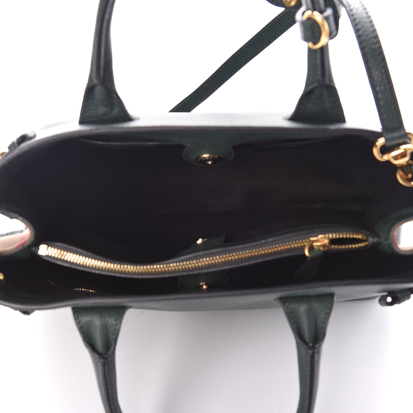 Derby Calfskin House Check Medium Banner Tote Black Dark Bottle Green