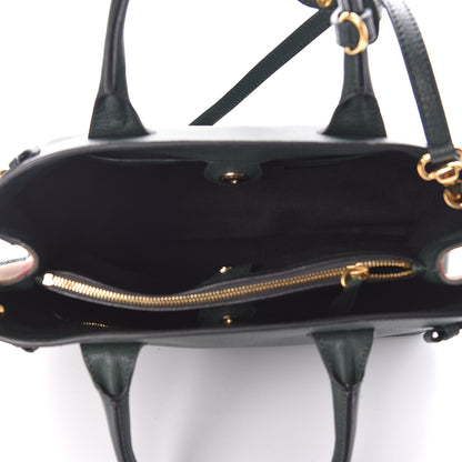 Burberry Derby Calfskin House Check Medium Banner Tote Black Dark Bottle Green 8 of 14