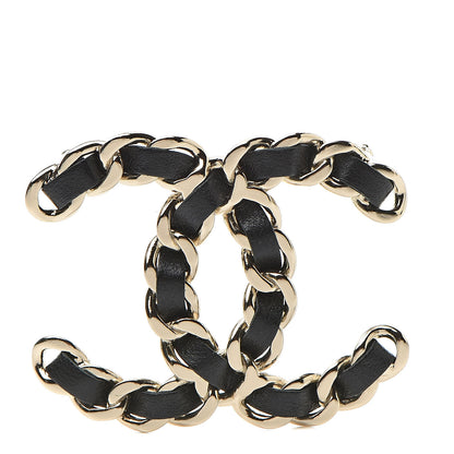 Chanel Lambskin Chain CC Brooch Black Gold 1 of 5